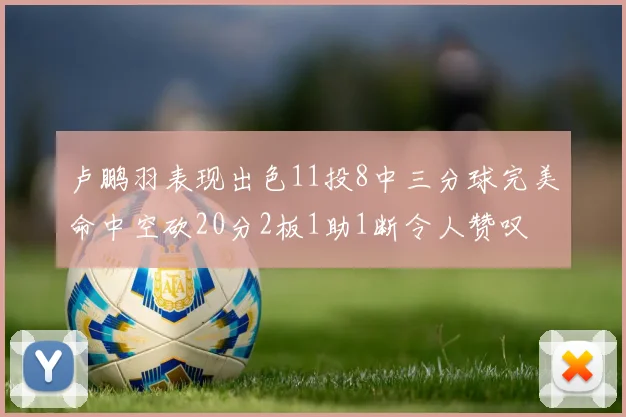 卢鹏羽表现出色11投8中三分球完美命中空砍20分2板1助1断令人赞叹
